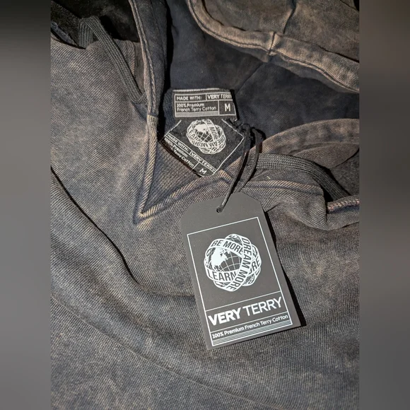 NWT Very Terry Distressed Hoodie Sz M - Picture 4 of 5